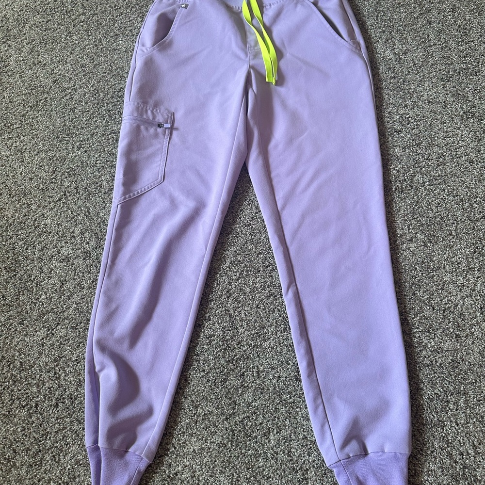 Figs Kids Light Purple Joggers with Neon Accents